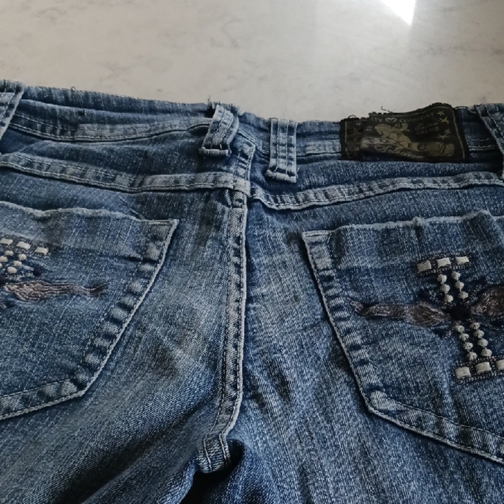 Toxic Embellished Blue Women's Cropped Jeans